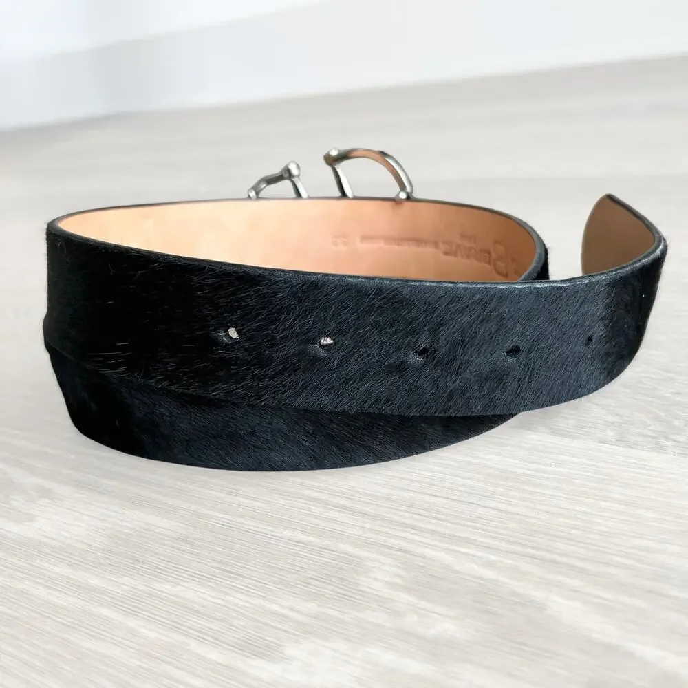 Brave Leather Kasi Hair-On Belt 32 Black Calf Hair Silver Equestrian Buckle EUC - Picture 12 of 13